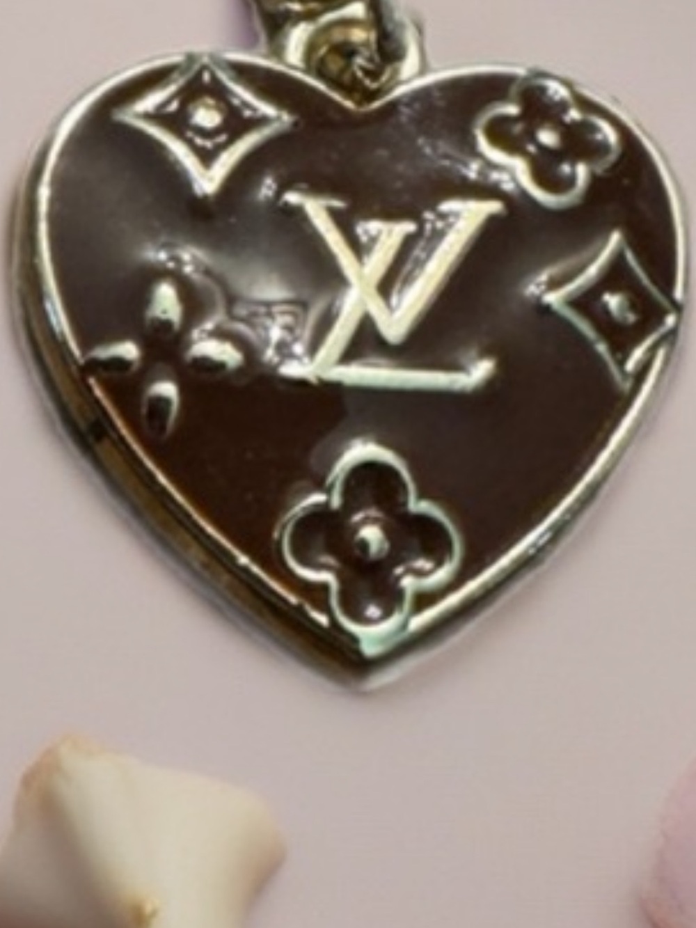 Louis Vuitton Silver Heart Logo Pendant